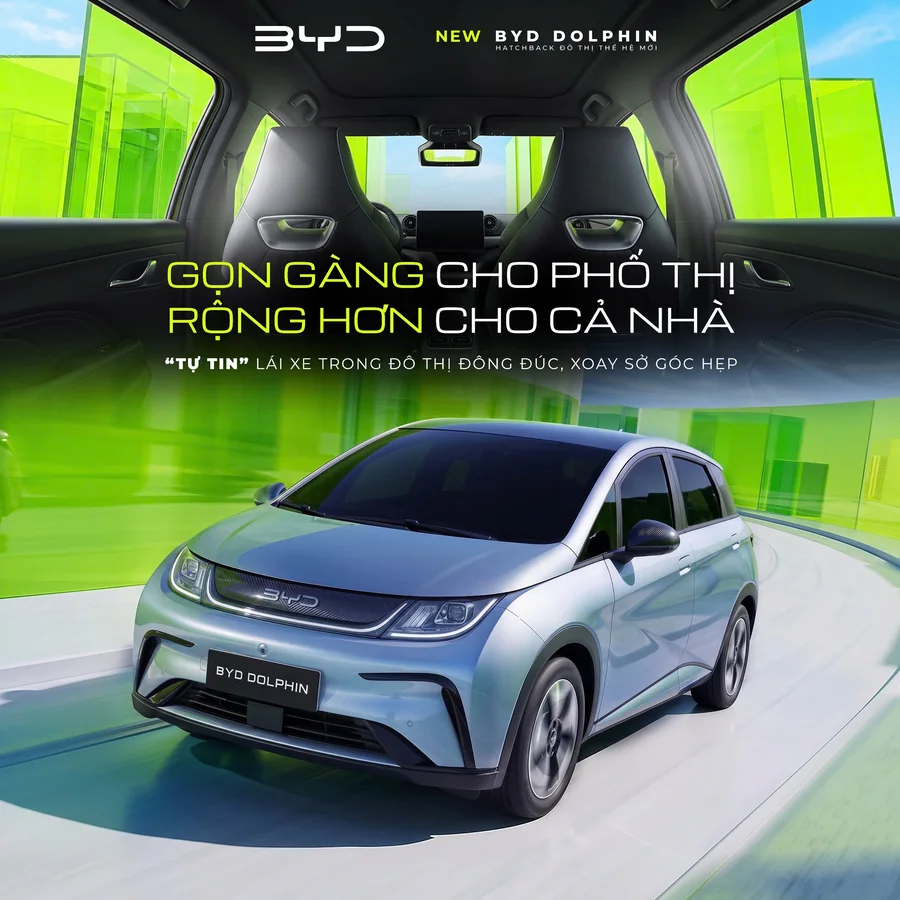 Khoang nội thất NEW BYD DOLPHIN nhìn từ hàng ghế sau