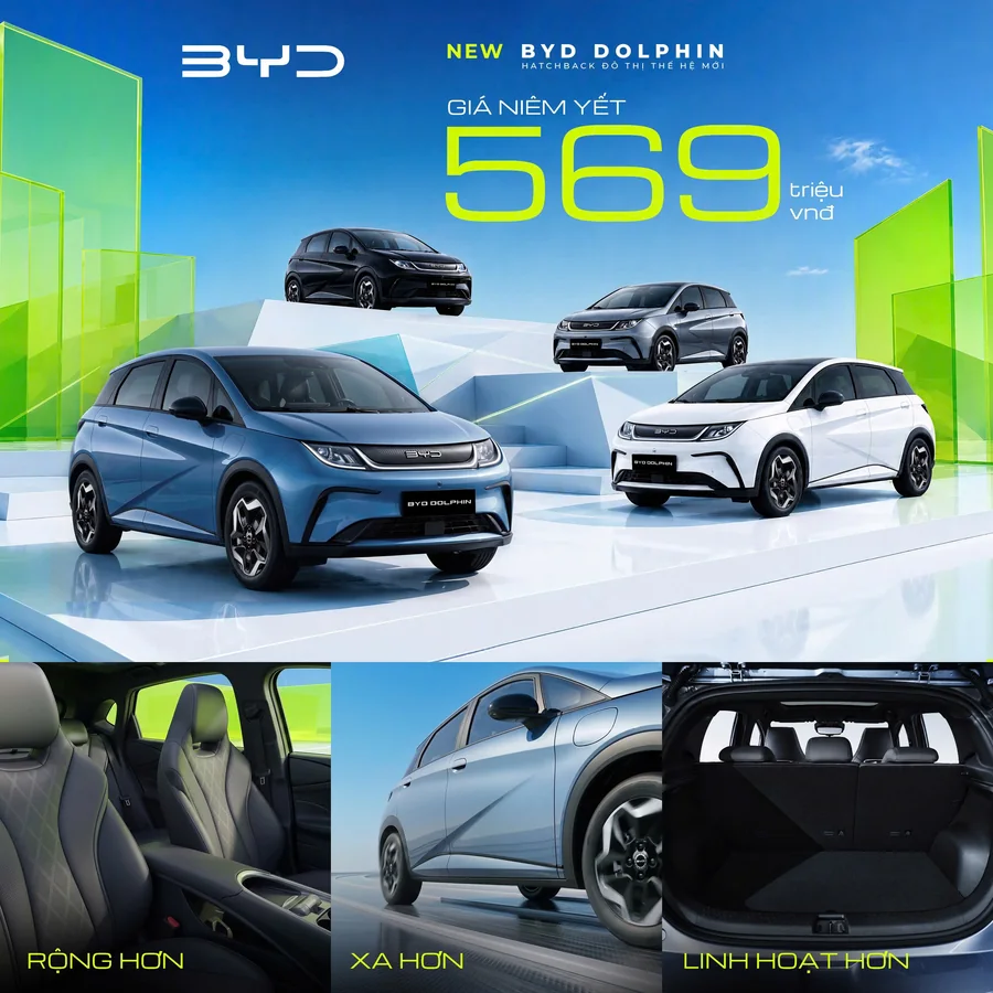 NEW BYD DOLPHIN đang cắm sạc, cổng sạc bên hông xe