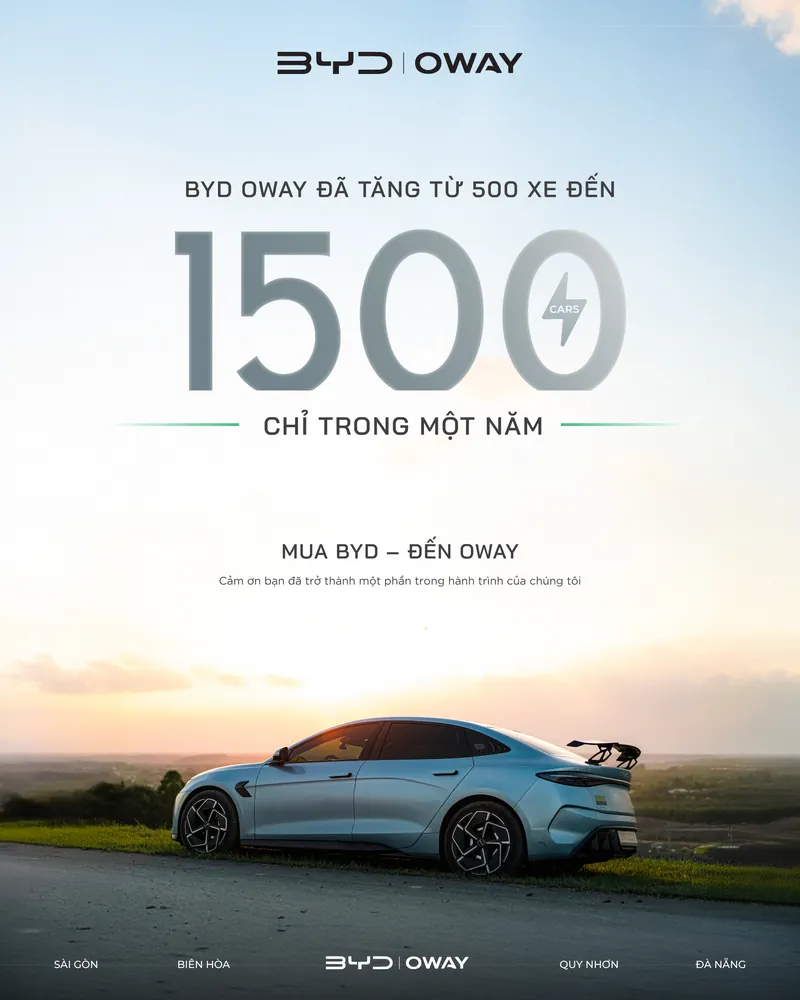BYD OWAY đã tăng từ 500 xe đến 1.500 xe chỉ trong một năm